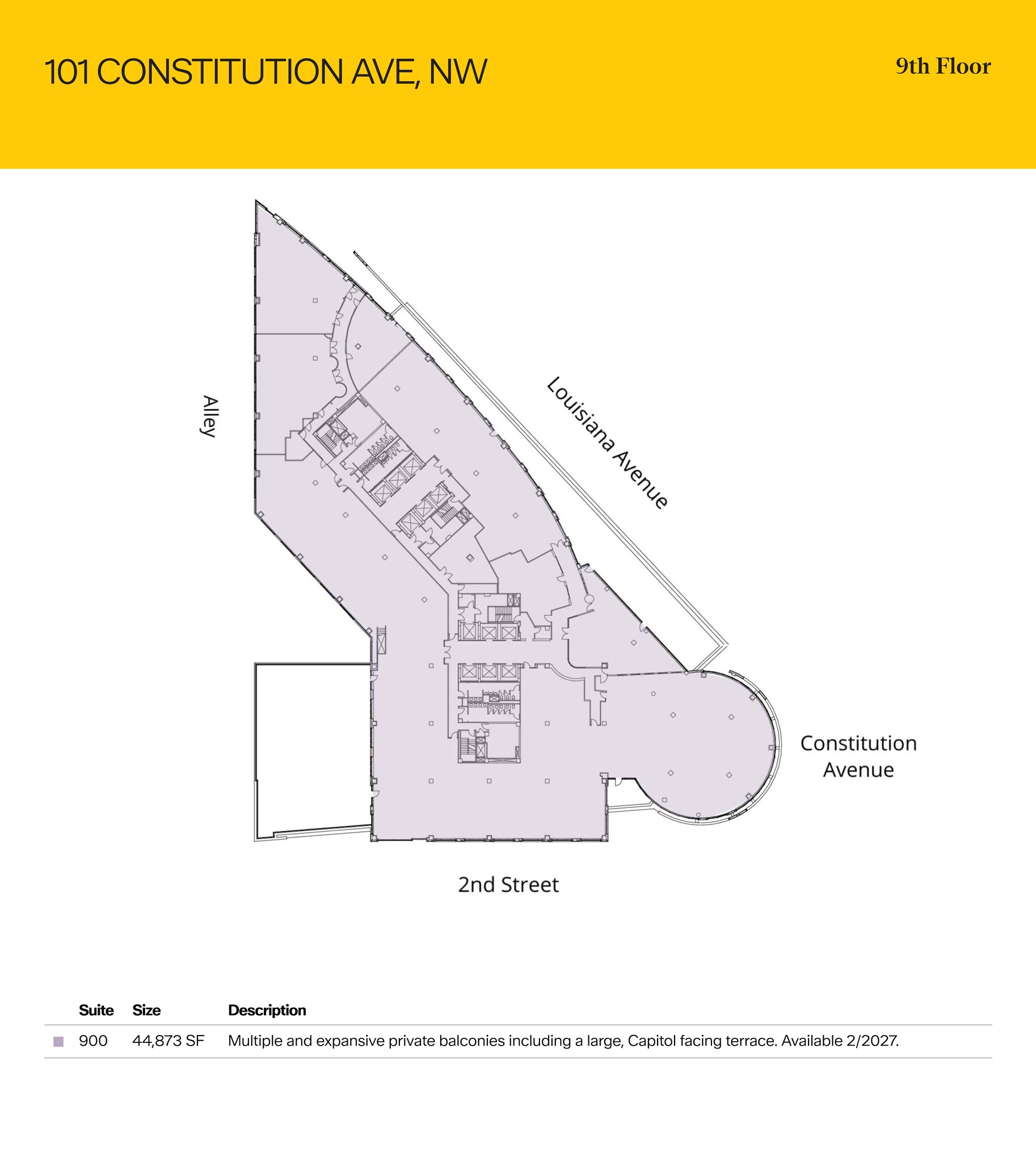 101 Constitution Ave NW, Washington, DC à louer Plan d  tage- Image 1 de 1