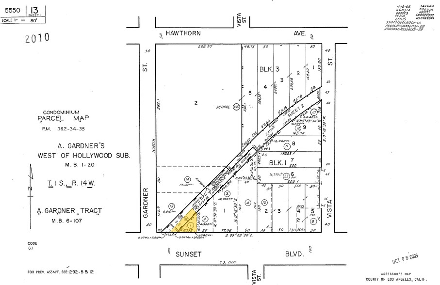 7441-7447 W Sunset Blvd, Los Angeles, CA for lease - Plat Map - Image 2 of 2