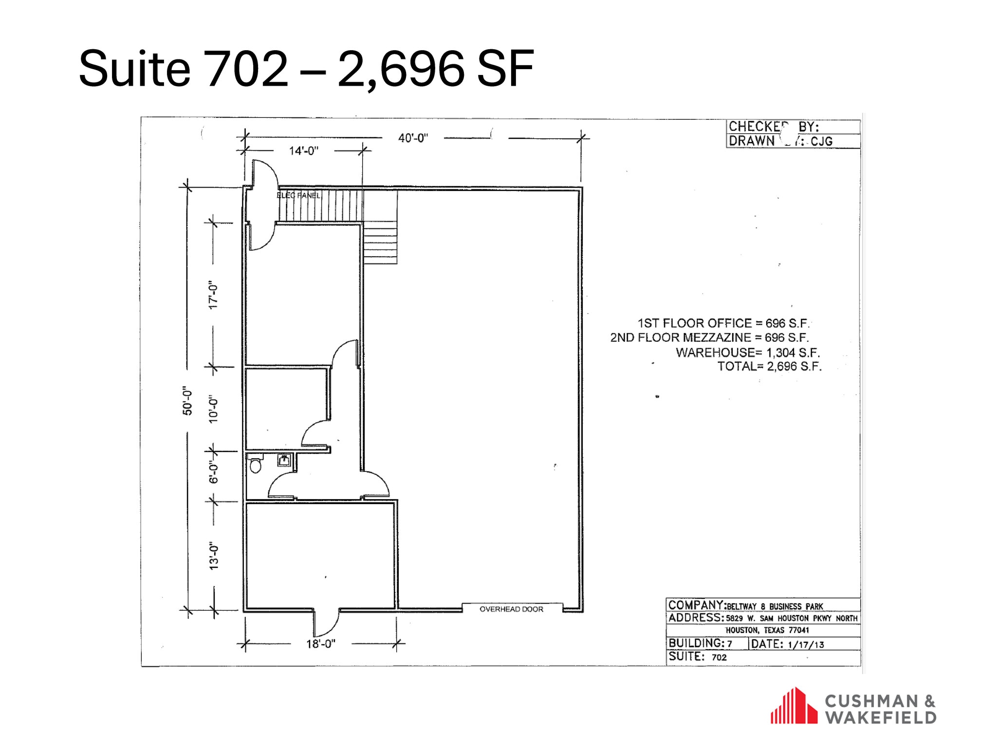 5829 W Sam Houston Pky N, Houston, TX à louer Plan d’étage- Image 1 de 1
