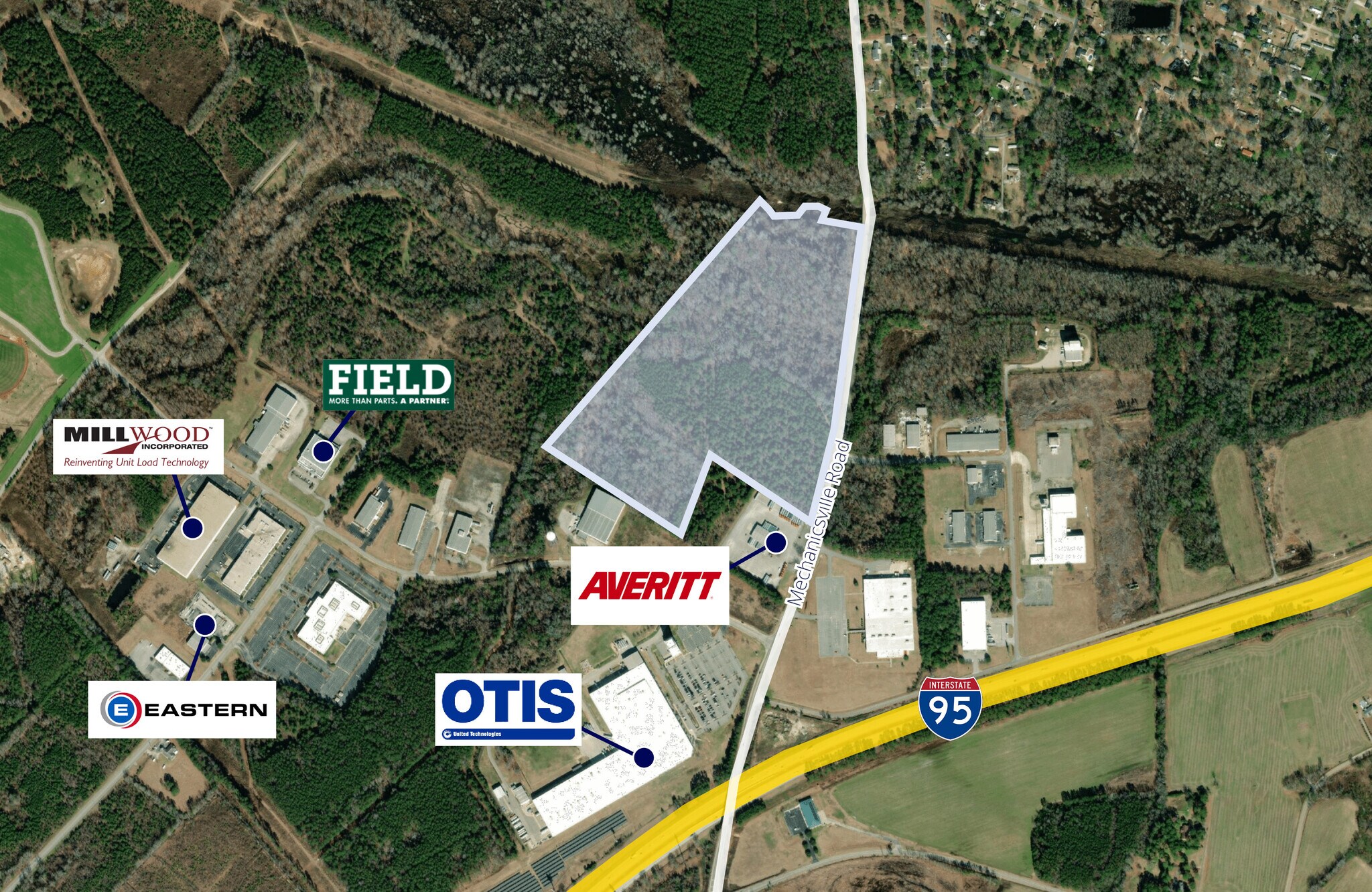 Mechanicsville Road 56.55 acres, Florence, SC for sale Aerial- Image 1 of 2