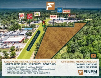 Plus de détails pour Rutland Ave, Aiken, SC - Terrain à vendre