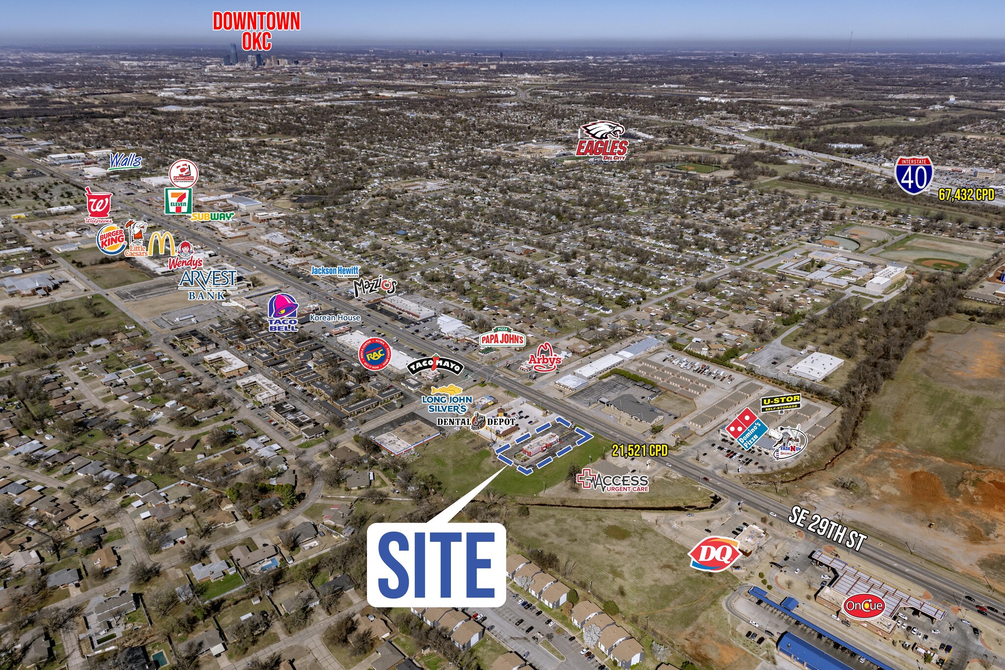 5008 SE 29th St, Del City, OK for lease Aerial- Image 1 of 7