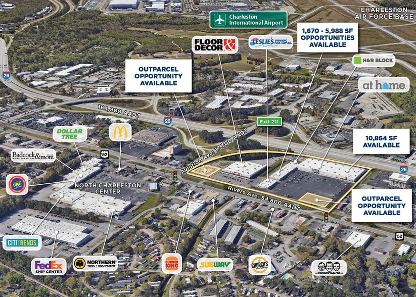 6185 Rivers Ave, Charleston, SC à louer - Aérien - Image 2 de 3