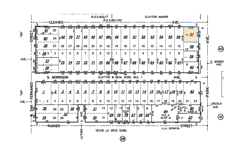 929 Park Ave, San Jose, CA à vendre Plan cadastral- Image 1 de 2