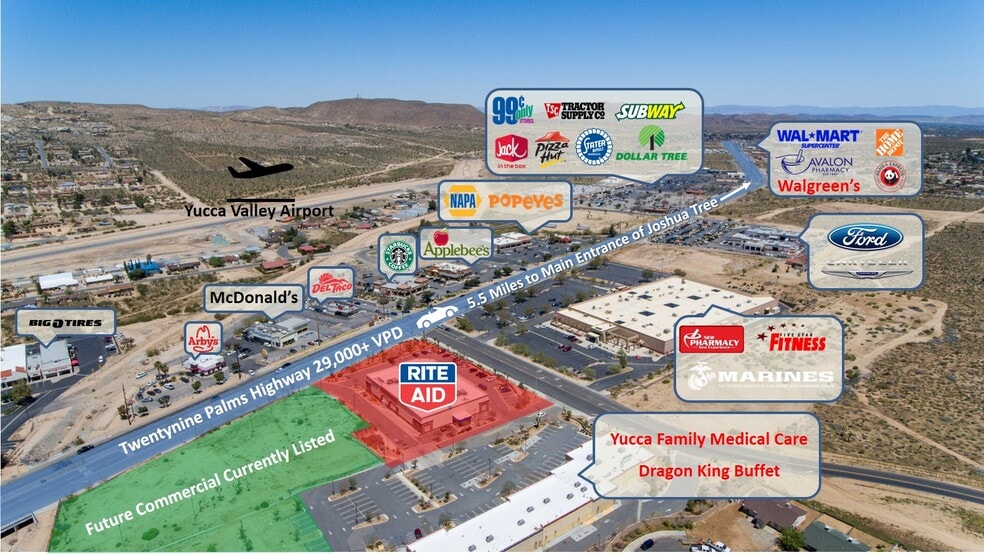 57701 29 Palms Hwy, Yucca Valley, CA for lease - Aerial - Image 3 of 15