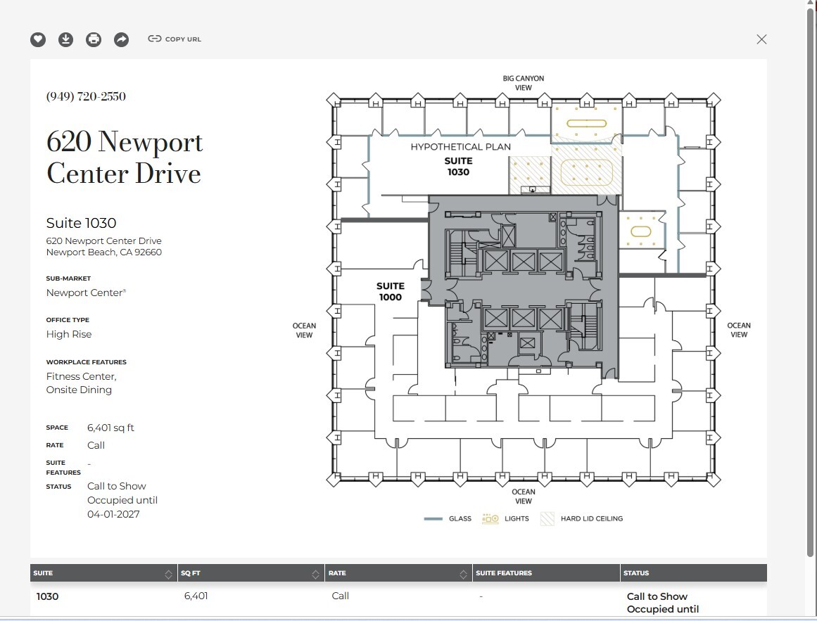 620 Newport Center Dr, Newport Beach, CA à louer Plan d’étage- Image 1 de 1