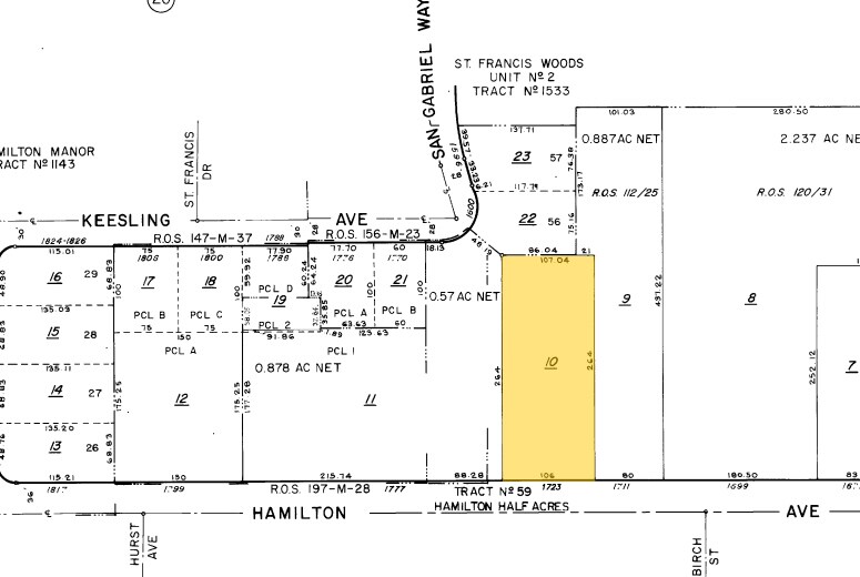 1723 Hamilton Ave, San Jose, CA à louer - Plan cadastral - Image 2 de 3