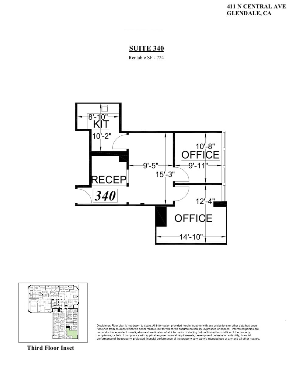 411 N Central Ave, Glendale, CA à louer Plan d’étage- Image 1 de 1
