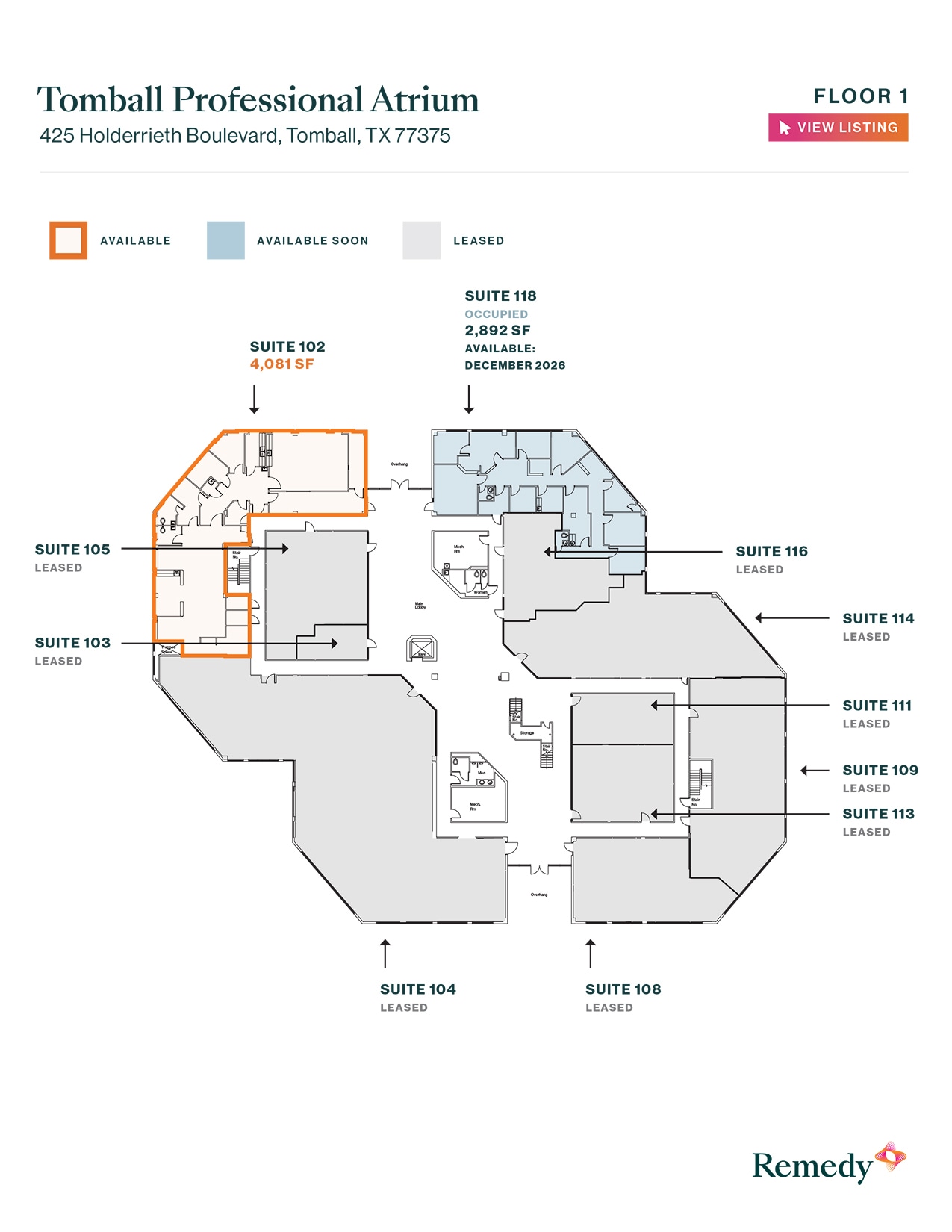 425 Holderrieth Blvd, Tomball, TX à louer Plan d’étage- Image 1 de 1