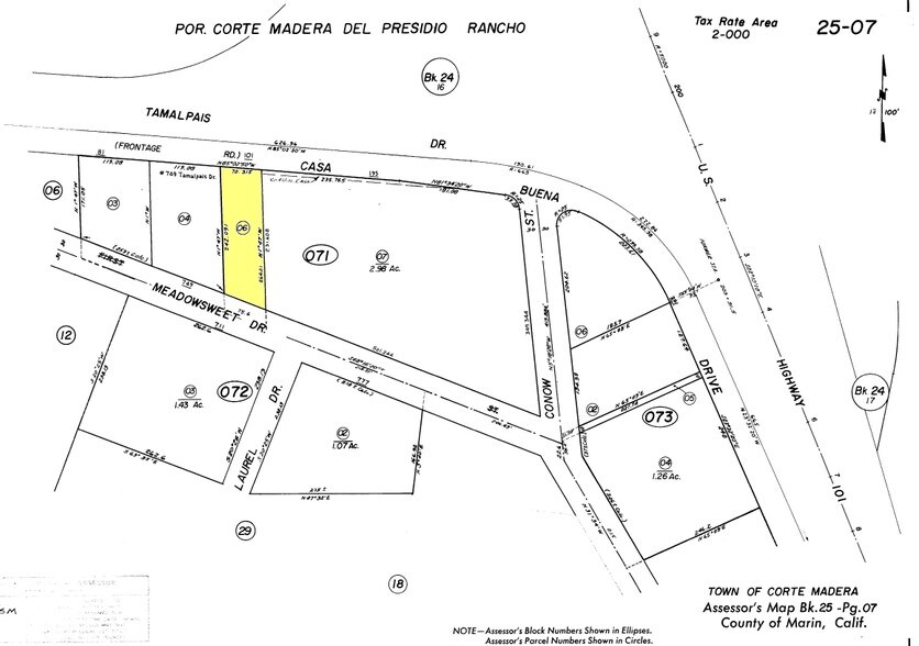101 Casa Buena Dr, Corte Madera, CA à louer - Plan cadastral - Image 3 de 3