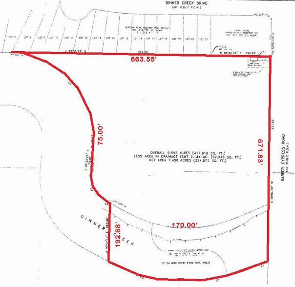 Barker Cypress & Dinner Creek Rd, Katy, TX à vendre - Plan cadastral - Image 2 de 3