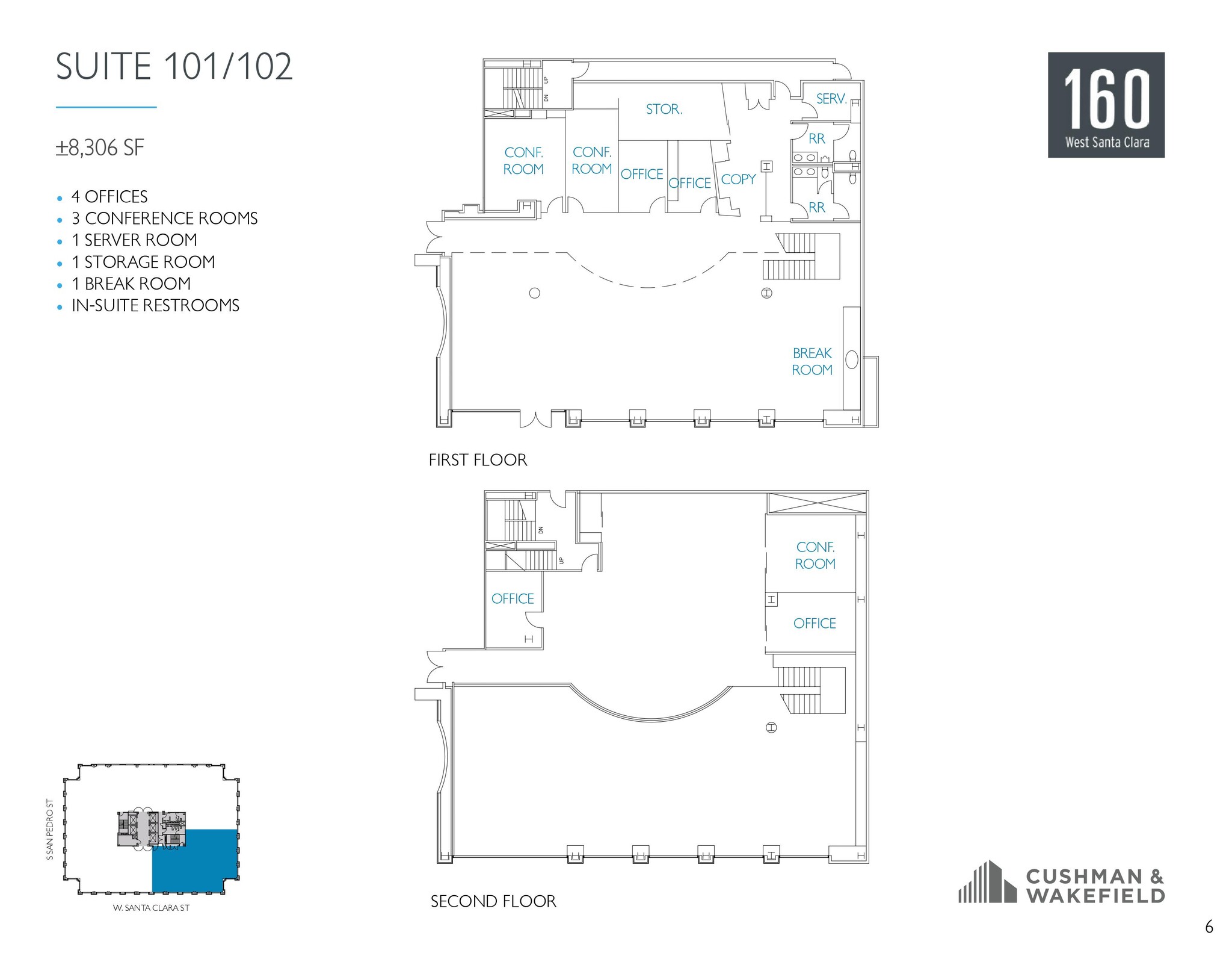 160 W Santa Clara St, San Jose, CA à louer Plan d  tage- Image 1 de 1