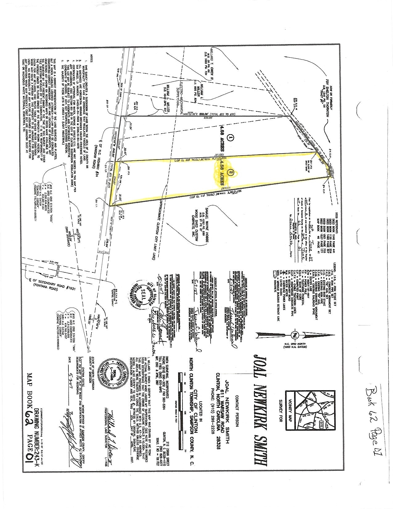 0 Warsaw Rd, Clinton, NC for sale Plat Map- Image 1 of 4