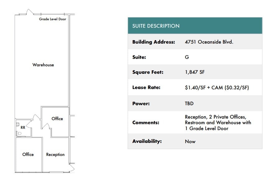 1818 Peacock Blvd, Oceanside, CA for lease Floor Plan- Image 1 of 2
