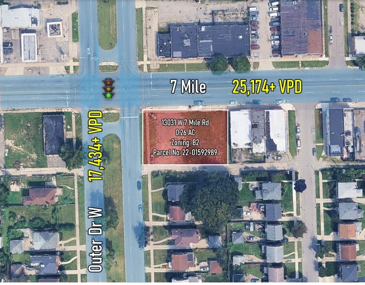 13031 W 7 Mile Rd, Detroit, MI for sale - Aerial - Image 1 of 3
