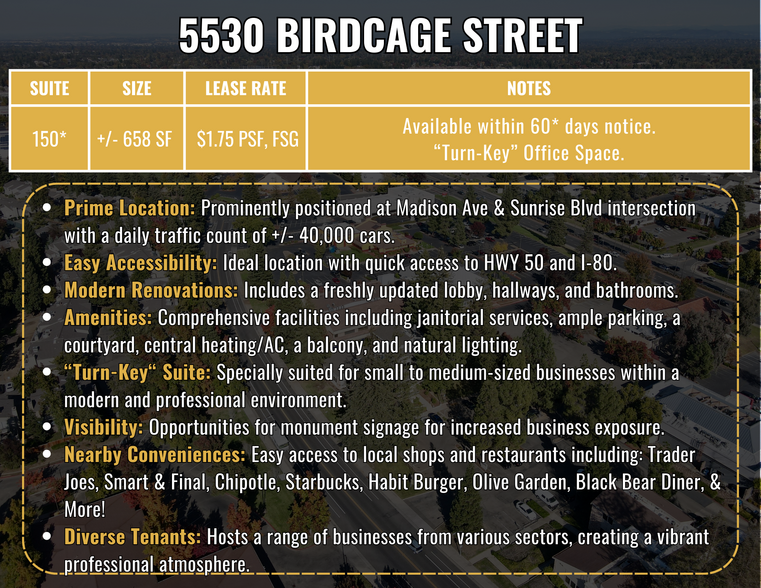 5530 Birdcage St, Citrus Heights, CA à louer - Photo du b timent - Image 2 de 12