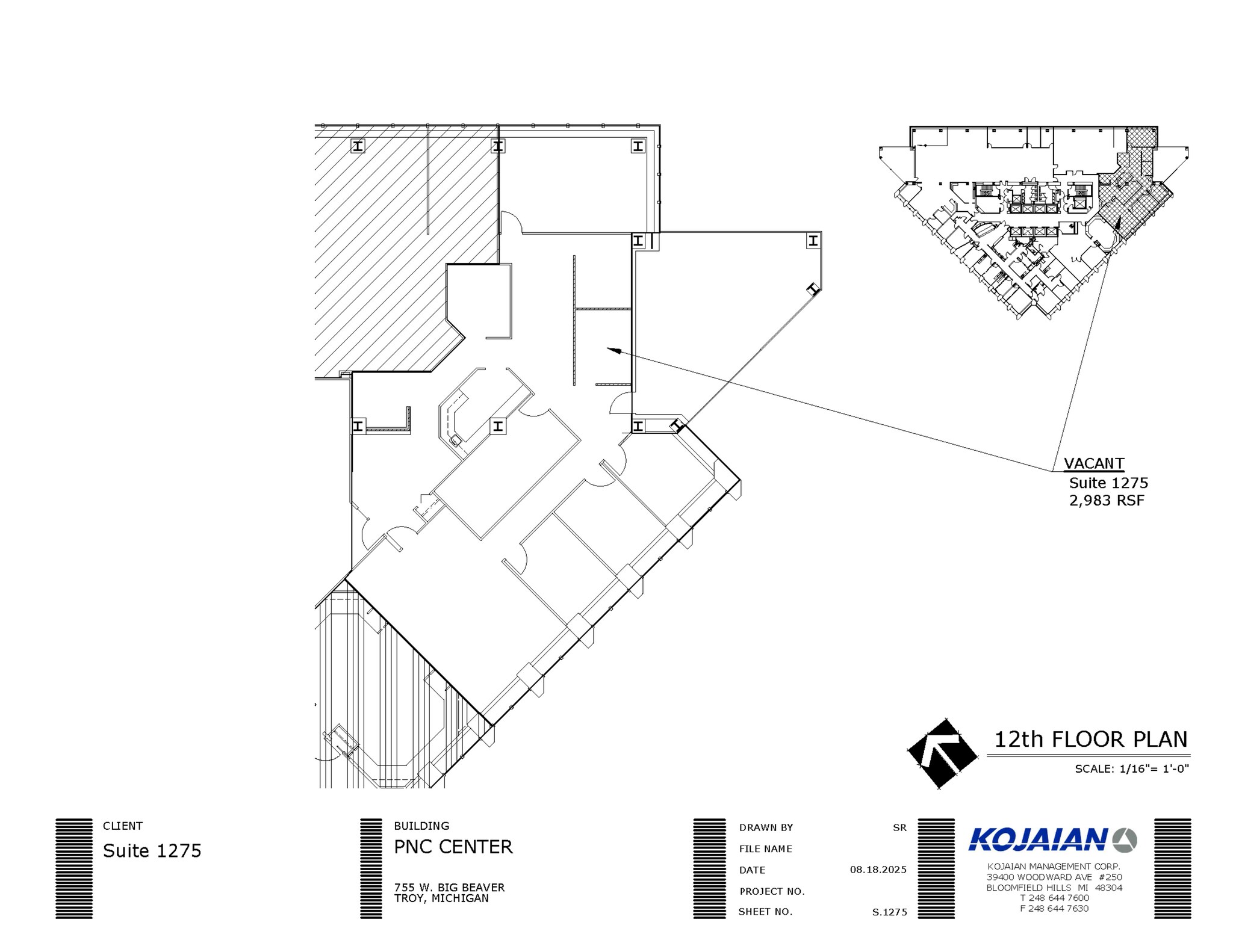 755 W Big Beaver Rd, Troy, MI à louer Plan d’étage- Image 1 de 1