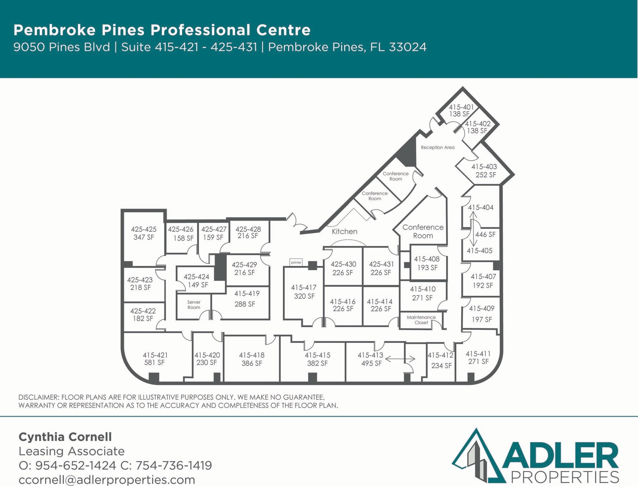 9050 Pines Blvd, Pembroke Pines, FL à louer Plan d’étage- Image 1 de 1