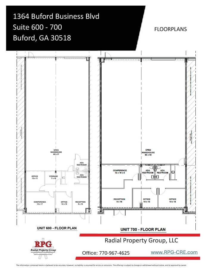 1364 Buford Business Blvd, Buford, GA 30518 - Unité 600-700 -  - Plan d’étage - Image 1 of 2