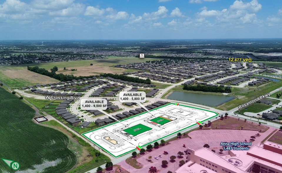 NWC of West Crossing & Rosamond Pkwy blvd, Anna, TX for lease - Aerial - Image 3 of 7