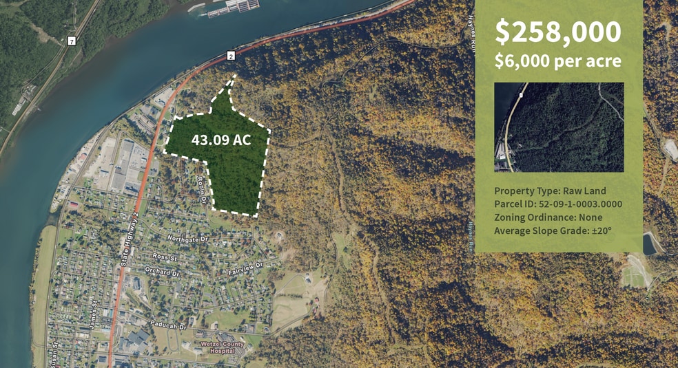 State Route 2, New Martinsville, WV for sale - Aerial - Image 2 of 4