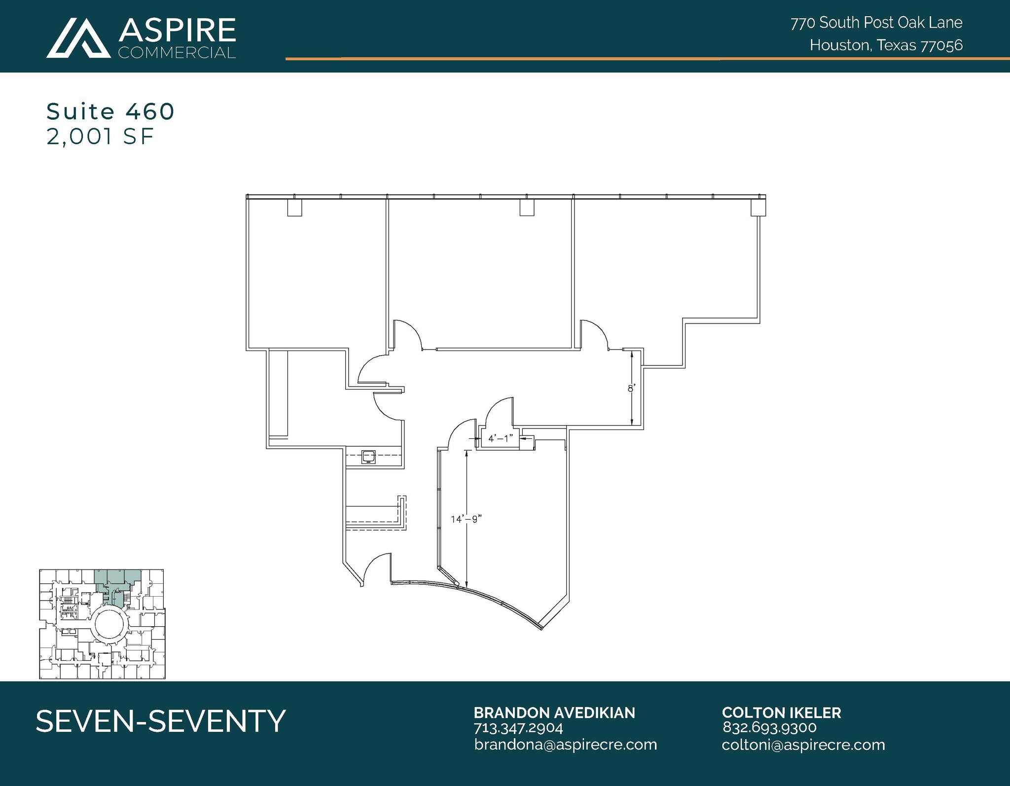 770 S Post Oak Ln, Houston, TX à louer Plan d’étage- Image 1 de 2