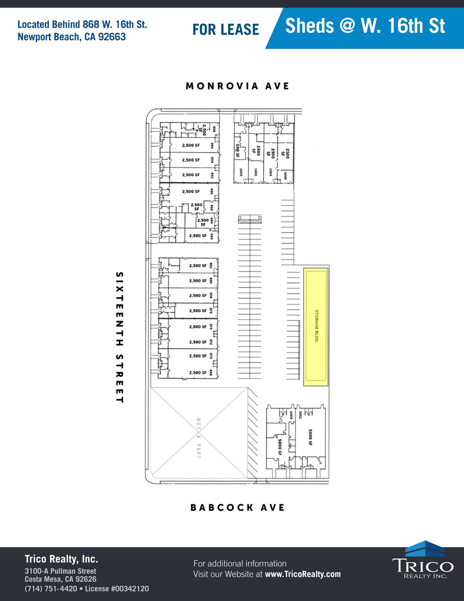 868-882 W 16th St, Newport Beach, CA à louer Plan de site- Image 1 de 2