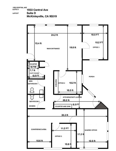 1933 Central Ave, Mckinleyville, CA à louer - Plan d’étage - Image 2 de 12