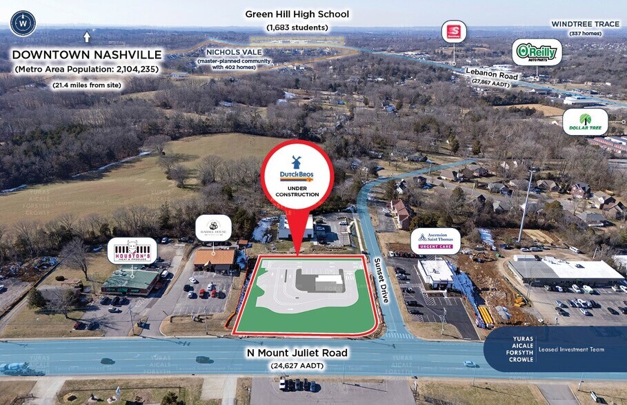 101 E Sunset Dr, Mt Juliet, TN à vendre - Aérien - Image 3 de 6