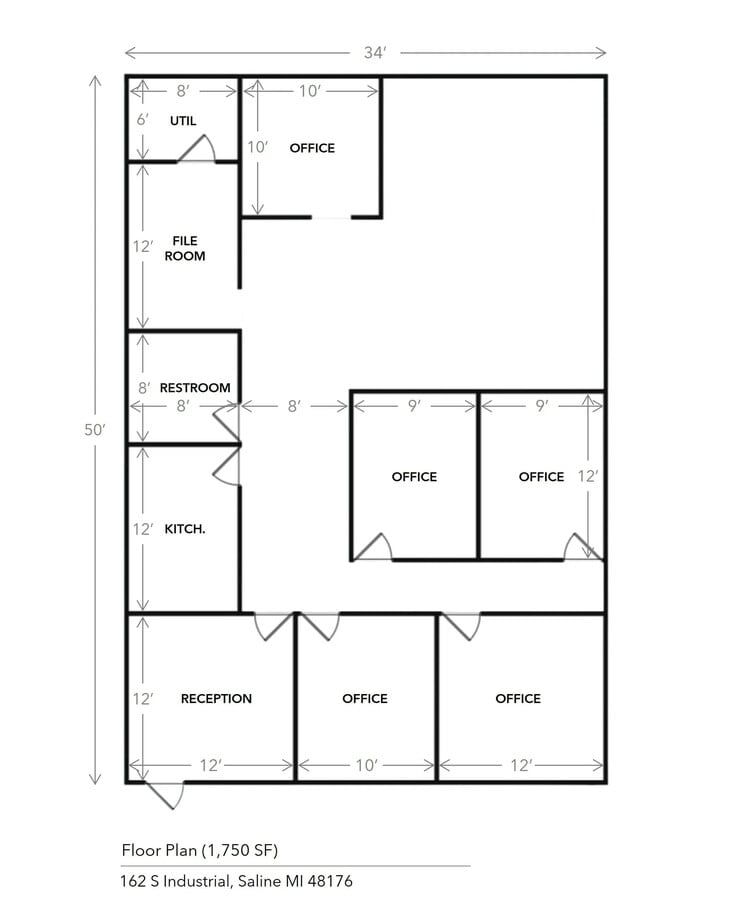 160-174 S Industrial Dr, Saline, MI 48176 - Unit 162 - - Floor Plan - Image 1 of 7