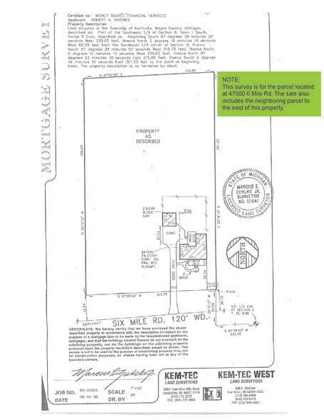 47500 6 Mile Rd, Northville, MI for sale - Plat Map - Image 2 of 2