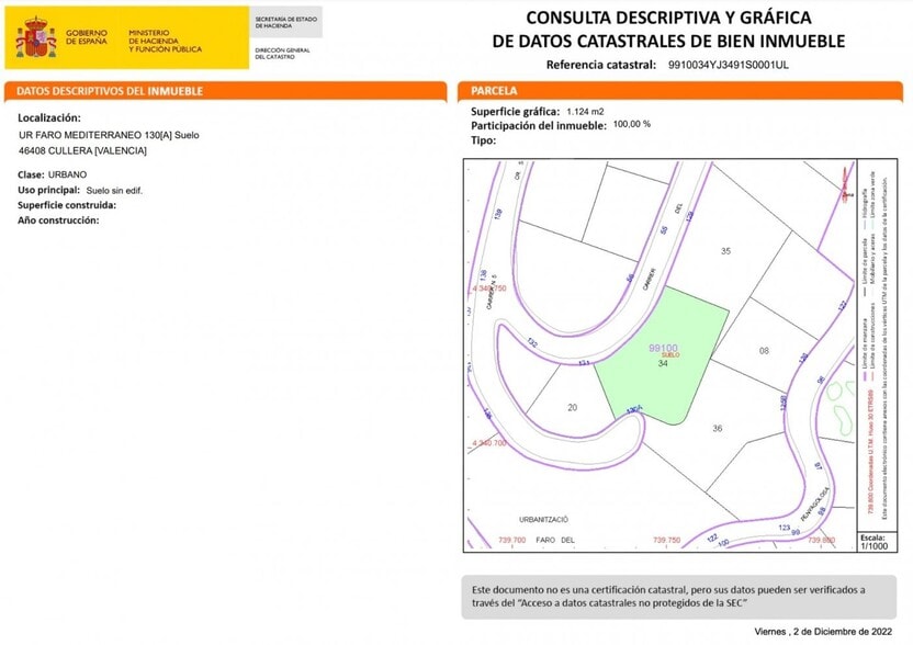 Land in Cullera for sale - Site Plan - Image 2 of 2