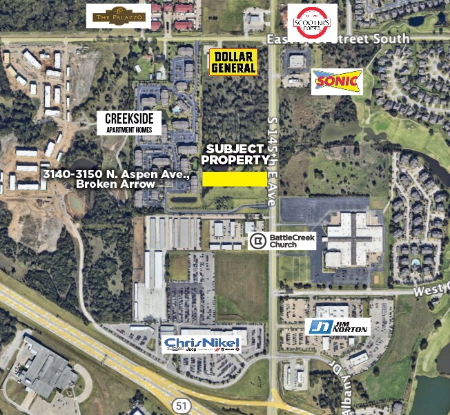 3140-3150 N Aspen Ave, Broken Arrow, OK à vendre Aérien- Image 1 de 3
