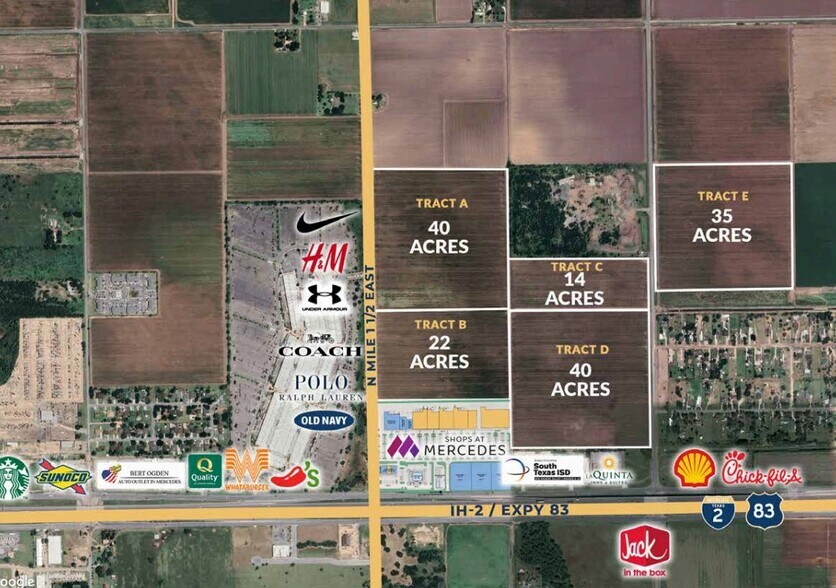NEQ Expy 83 & Mile 1 1/2 East, Mercedes, TX à vendre - Aérien - Image 2 de 2