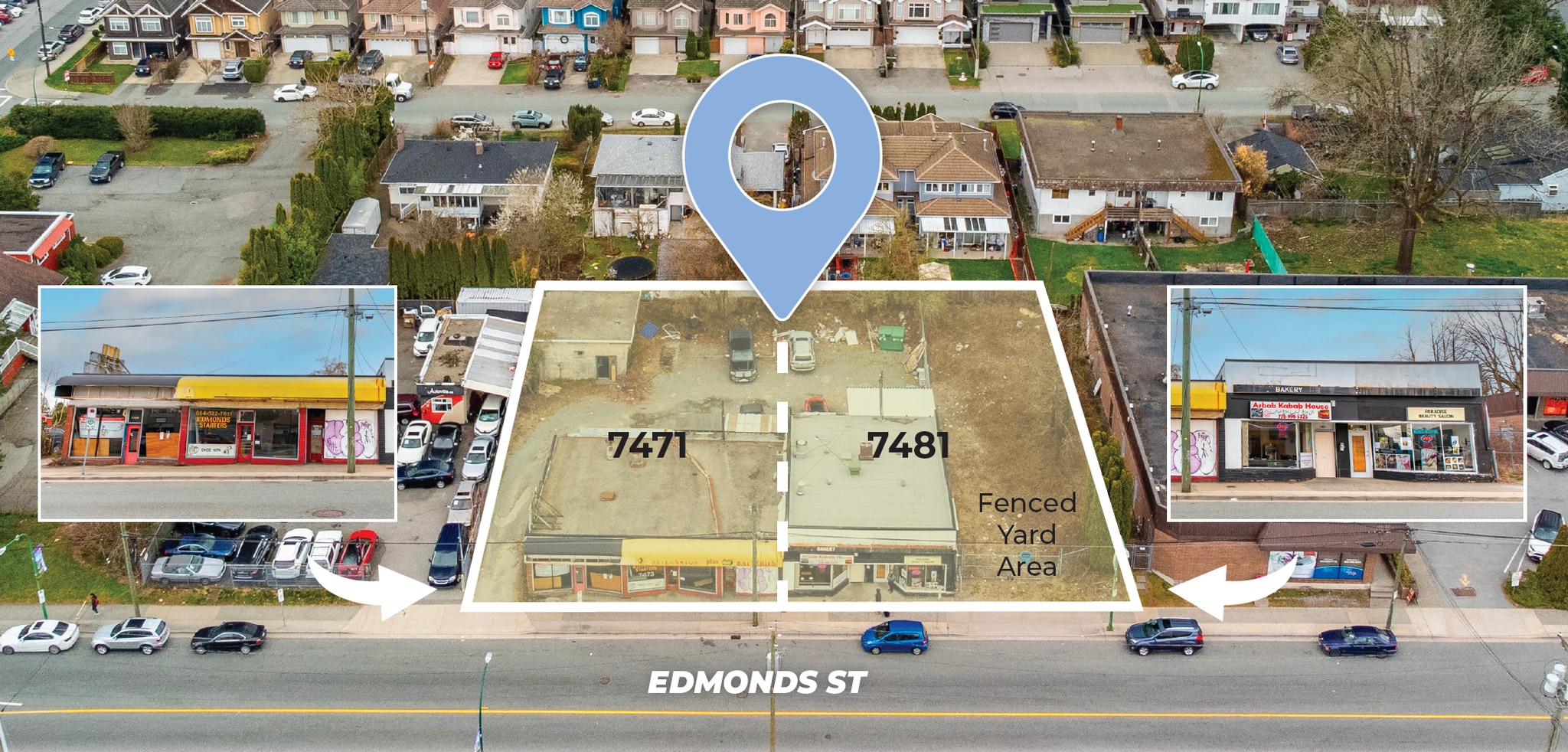 Development Site 7471 & 7481 Edmonds St portfolio of 2 properties for sale on LoopNet.ca Aerial- Image 1 of 4