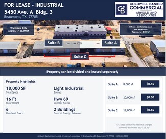 Plus de détails pour 5450 Ave A. Bldg. 3, Beaumont, TX - Industriel à louer