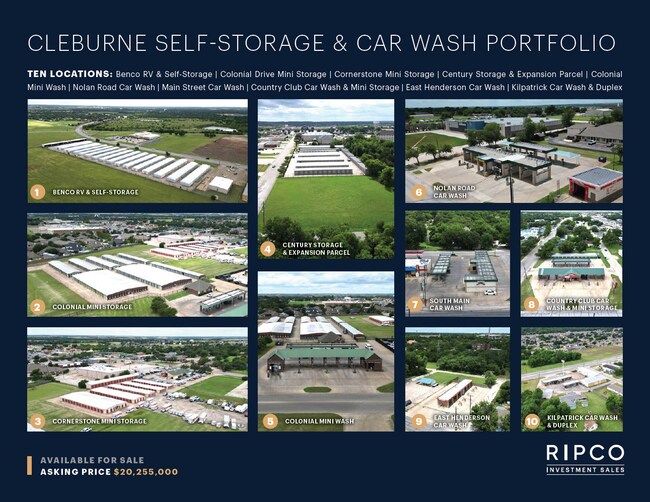 Plus de détails pour Cleburne Self-Storage+Car Wash Portfolio – Spécialité à vendre, Cleburne, TX
