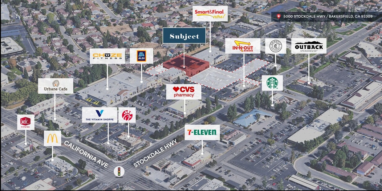 5000 Stockdale Hwy, Bakersfield, CA for sale Aerial- Image 1 of 7