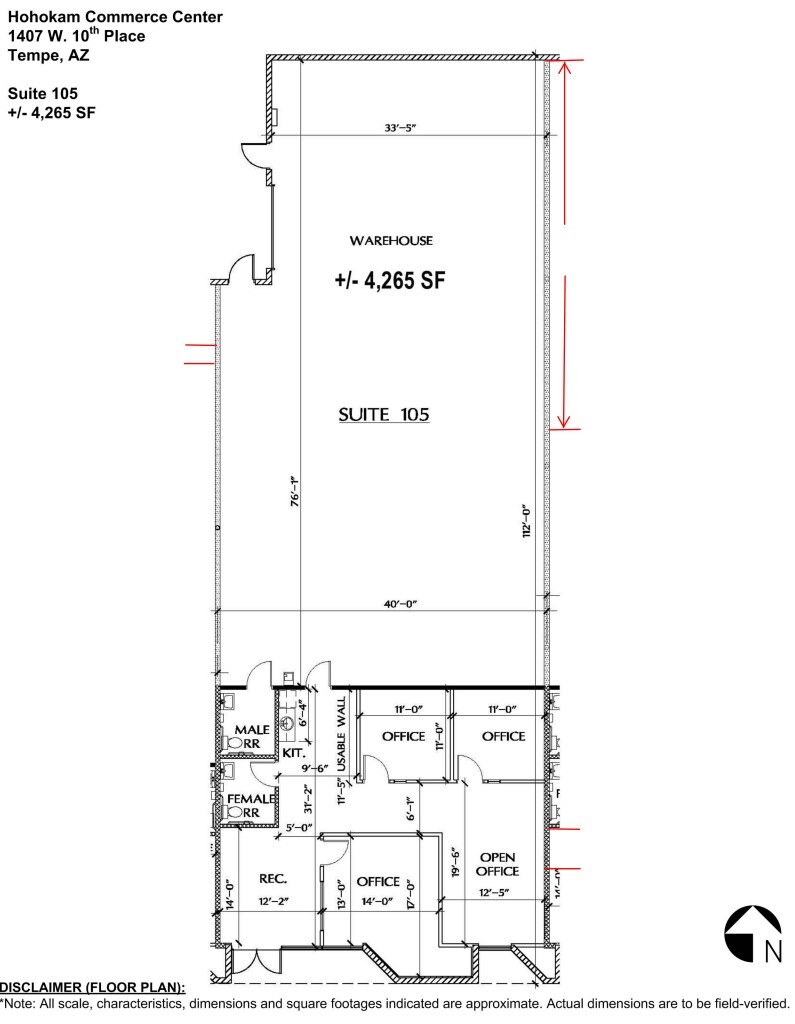 1407 W 10th Pl, Tempe, AZ à louer Plan d  tage- Image 1 de 1