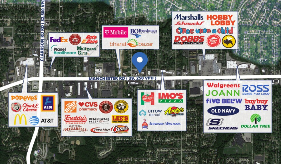 15623 Manchester Rd, Ellisville, MO à louer - Photo du bâtiment - Image 2 de 2