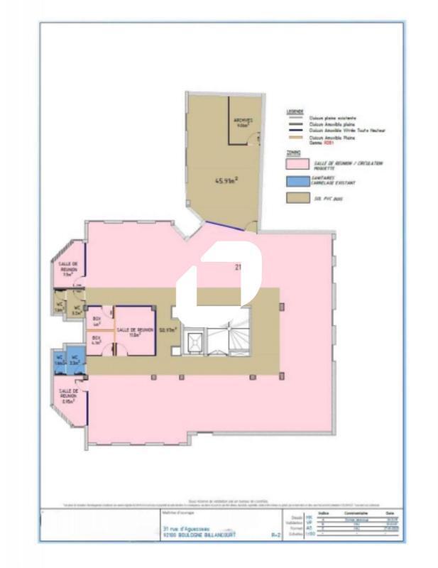 Bureau dans Boulogne-Billancourt à louer Plan d’étage- Image 1 de 3
