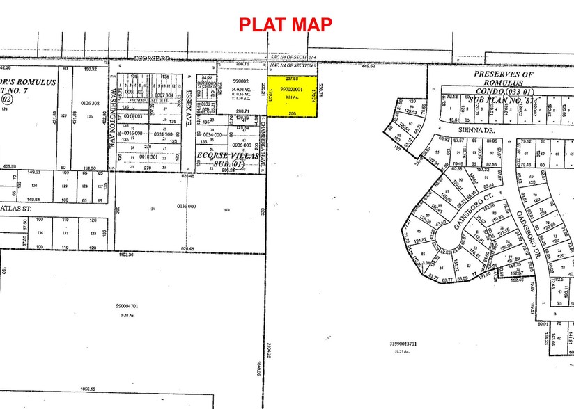 East Of 35007 Ecorse Rd, Romulus, MI à vendre - Plan cadastral - Image 2 de 5