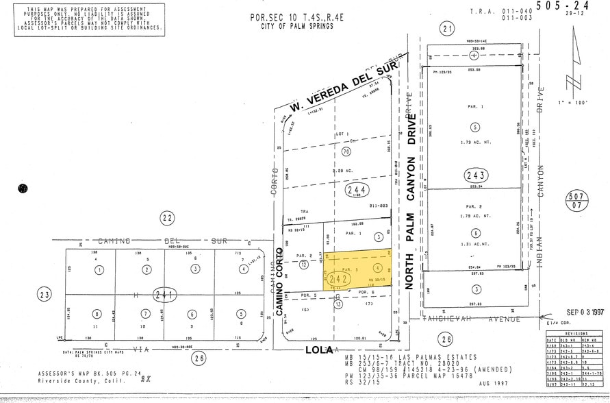 1109-1117 N Palm Canyon Dr, Palm Springs, CA for lease - Plat Map - Image 3 of 3