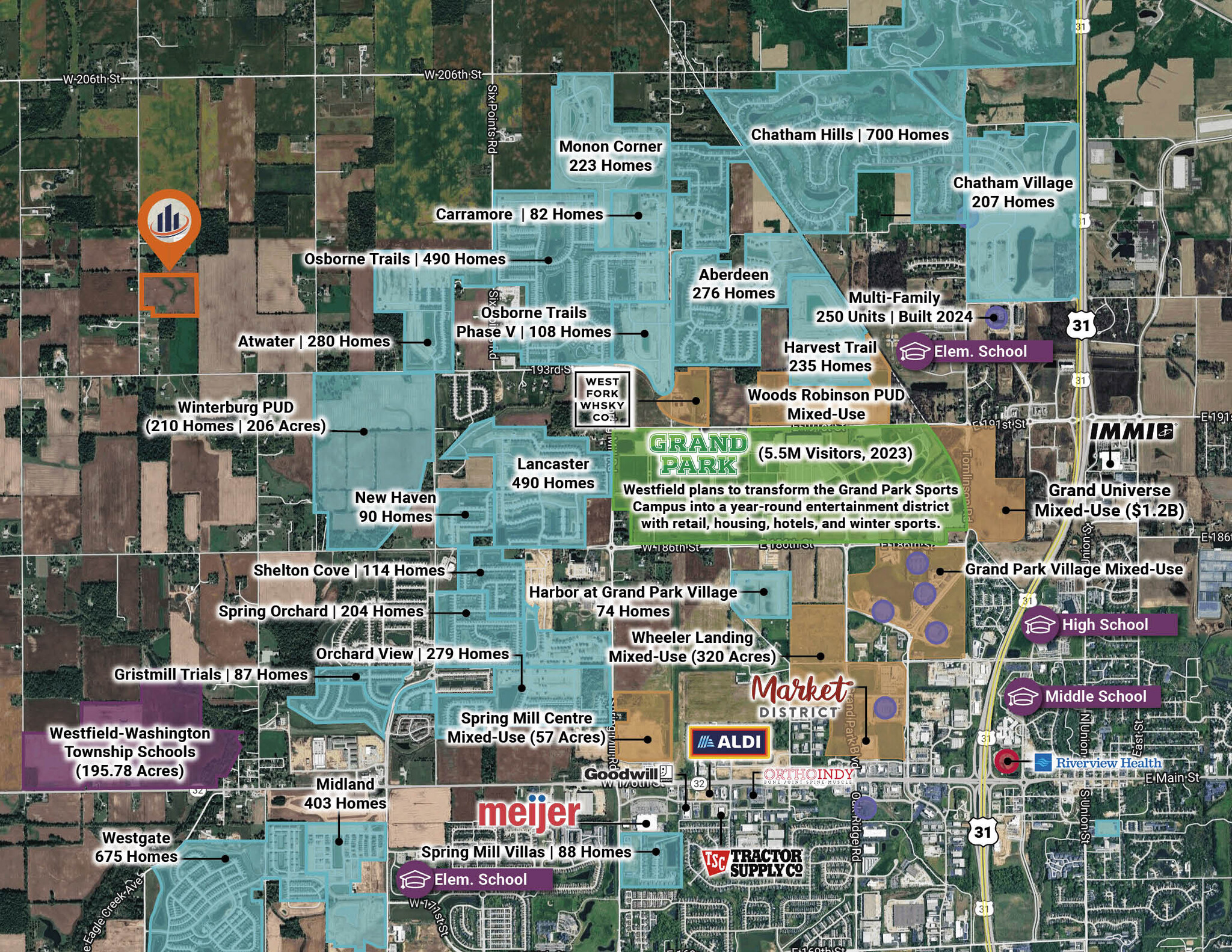 19609 Lamong Road, Sheridan, IN for sale Aerial- Image 1 of 5