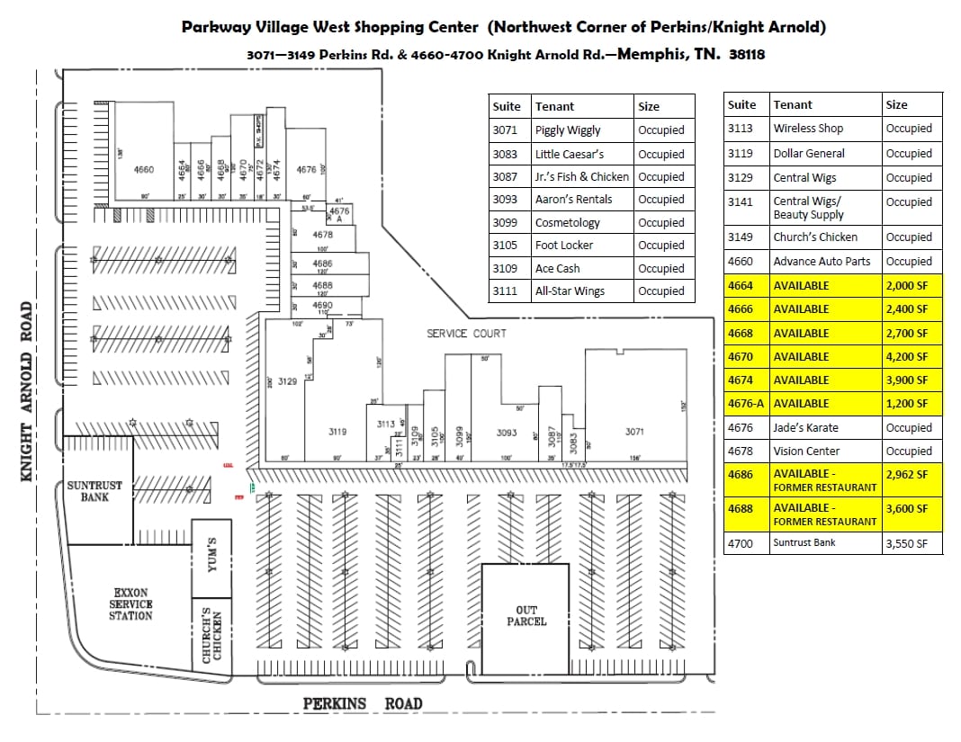 3071-3129 Perkins Rd S, Memphis, TN à louer Plan de site- Image 1 de 1