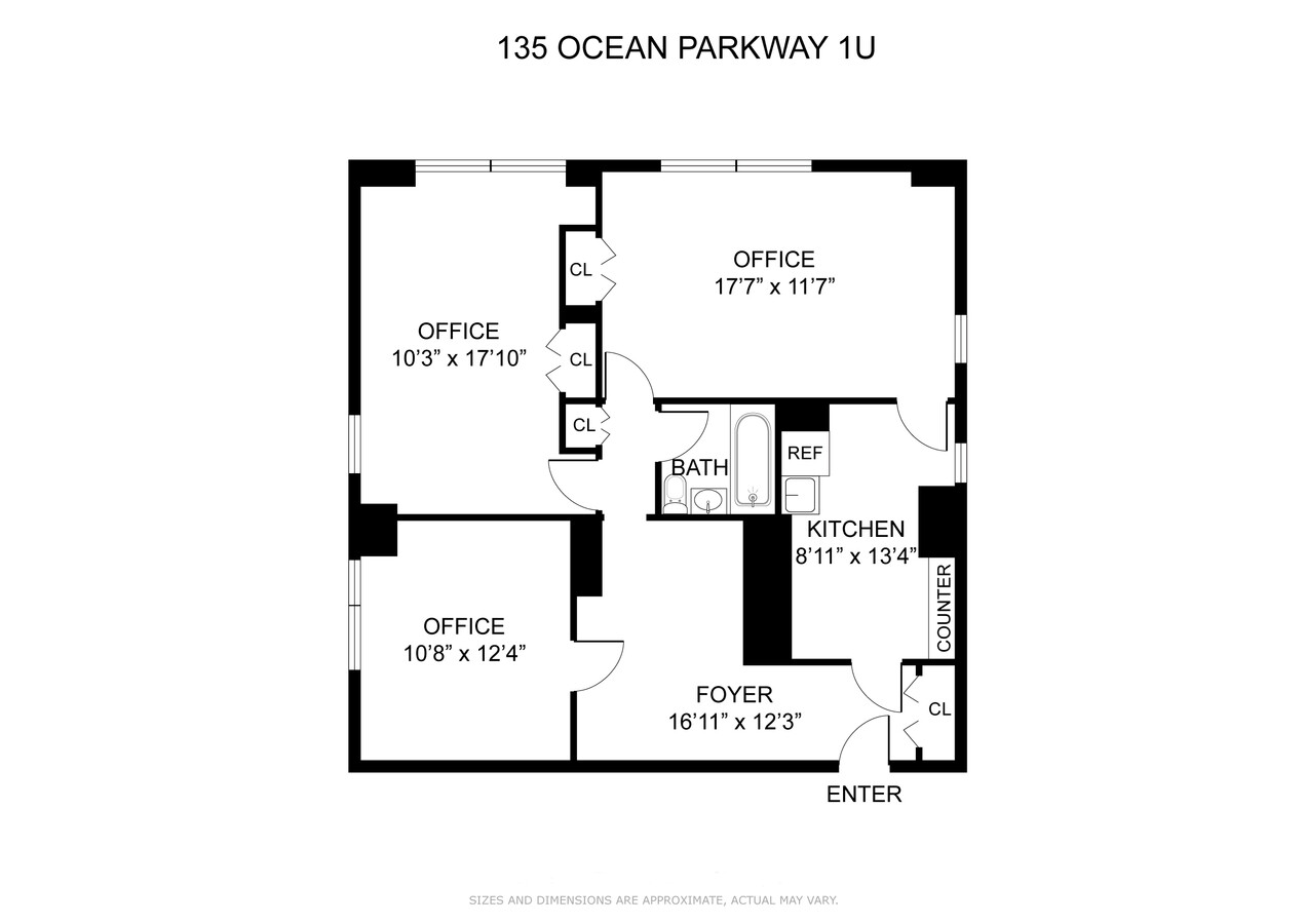 135 Ocean Pky, Brooklyn, NY 11218 - Unité 1U -  - Plan d’étage - Image 1 of 1