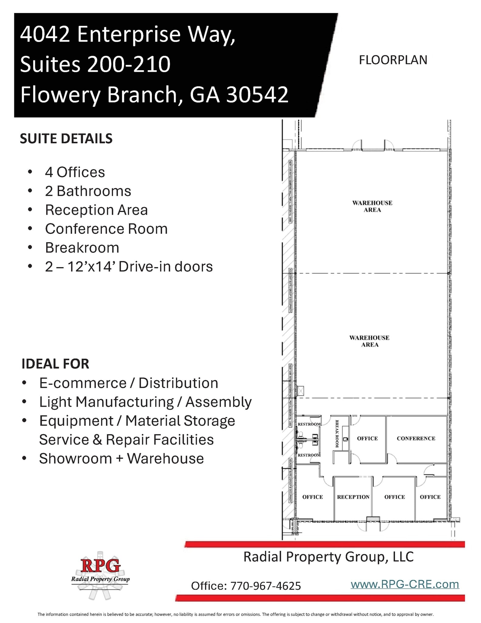 4042 Enterprise Way, Flowery Branch, GA à louer Plan d’étage- Image 1 de 3