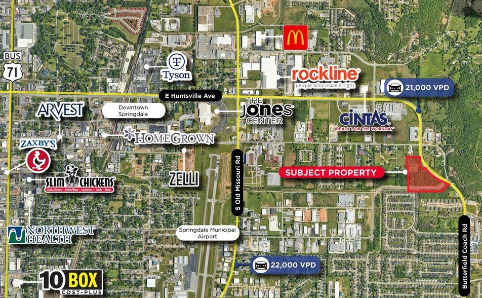 E Huntsville Ave & Ford Ave, Springdale, AR à vendre - Aérien - Image 2 de 2