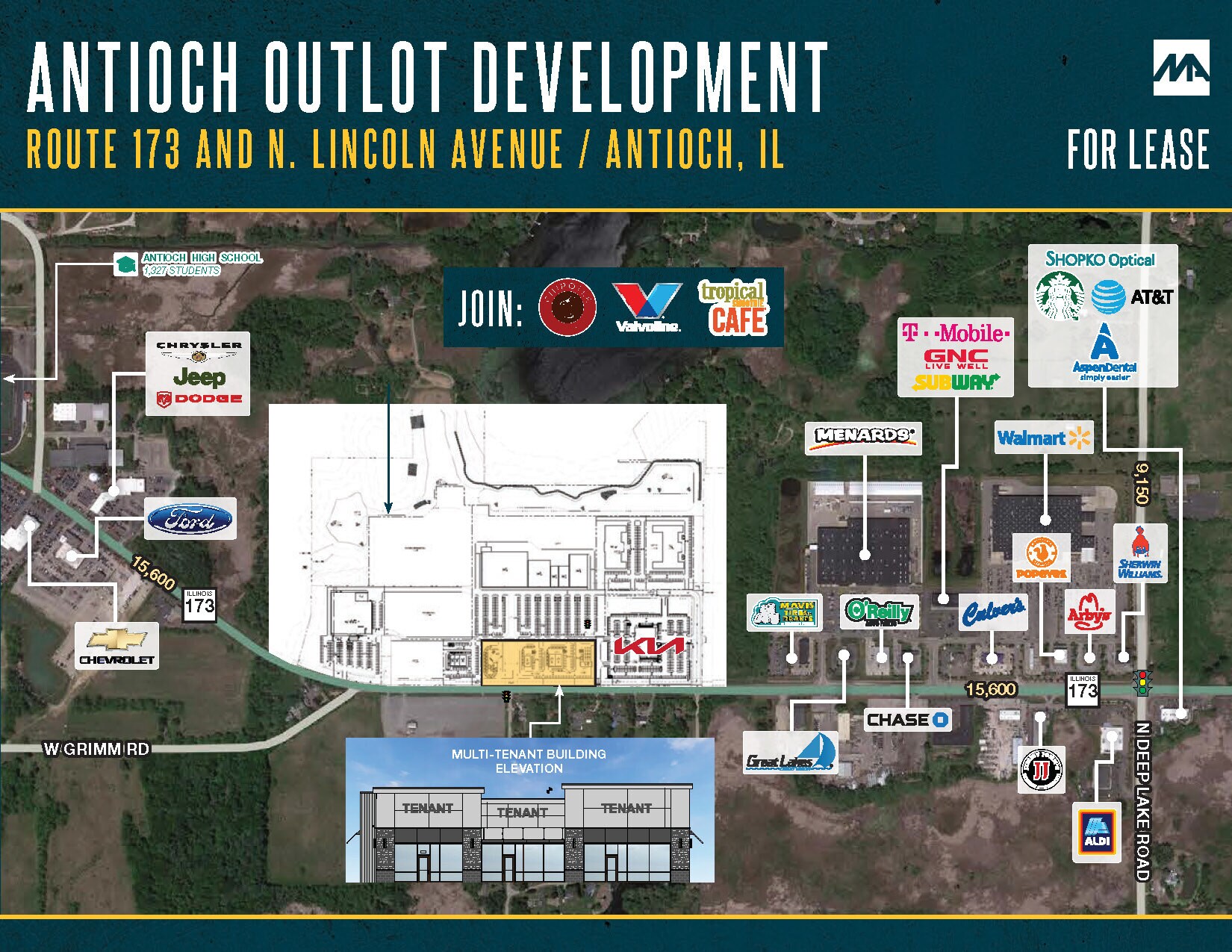 Route 173 & N Lincoln Ave, Antioch, IL for lease Aerial- Image 1 of 5
