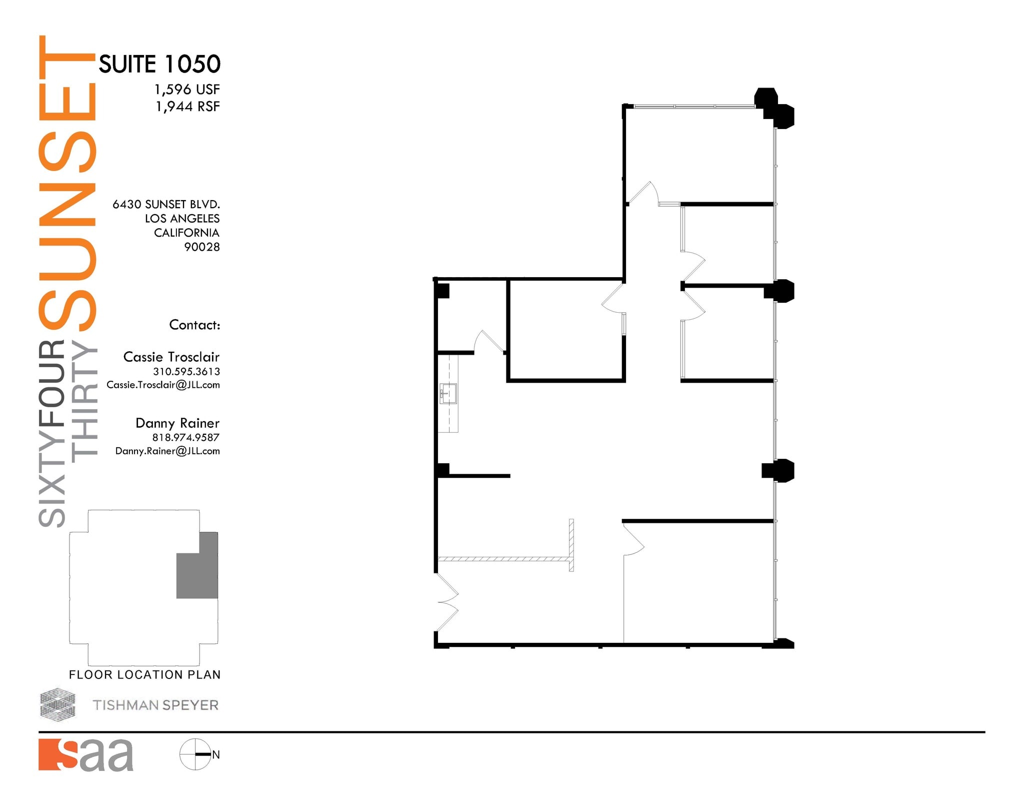 6430 W Sunset Blvd, Los Angeles, CA à louer Plan d’étage- Image 1 de 1